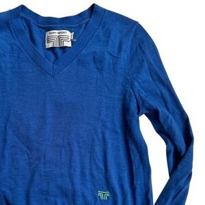 Tory Burch Sport, Women's Blue V-Neck Pullover, Size XS
